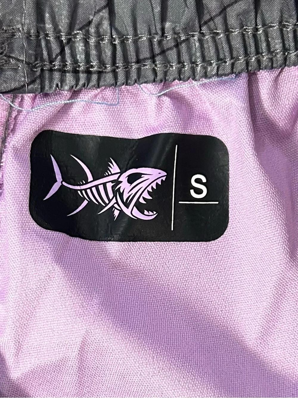 PSYCHO TUNA Men’s Small Waterproof Fishing / Swimming Shorts Gray With Fish